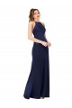 High Neck Satin Prom Dress with Strappy Back Australia