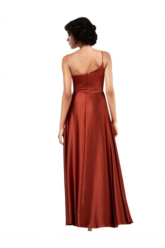 Sophisticated One Shoulder Silky Satin Prom Dress with Full Skirt Australia