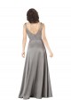 Plunging V-Neckline Long A-Line Silky Satin Prom Dress Australia