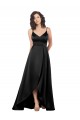 High Low V-Neckline Silky Satin Tulip Prom Dress with Wrap Skirt Australia