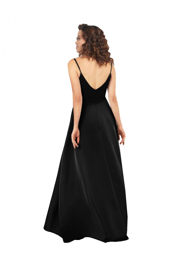 High Low V-Neckline Silky Satin Tulip Prom Dress with Wrap Skirt Australia