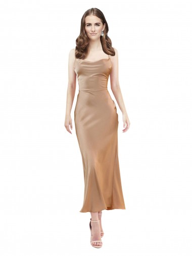 Cowl Neck Silky Satin Midi Length Cocktail Prom Dress / Homecoming Dress Low Back Australia