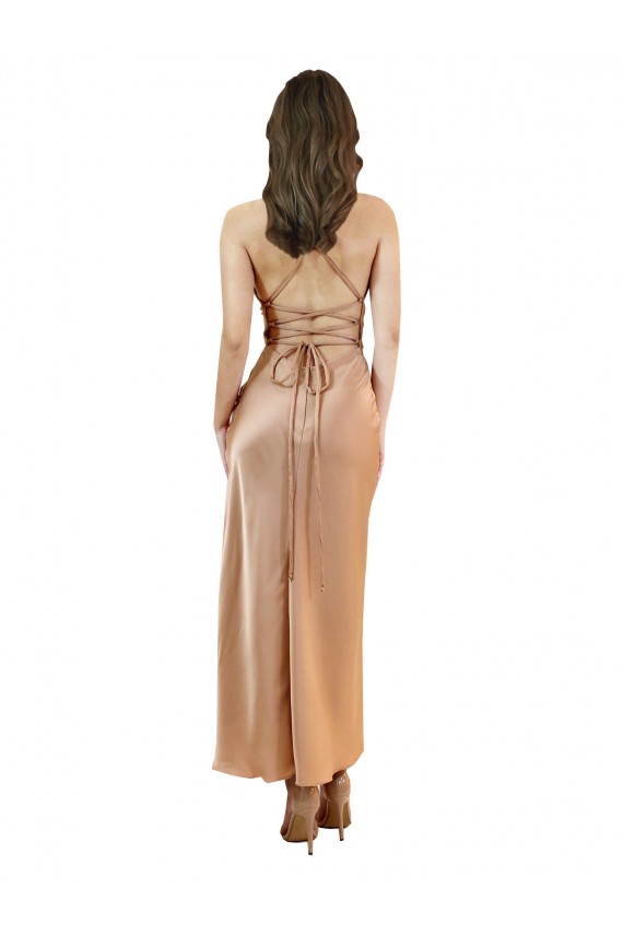 Cowl Neck Silky Satin Midi Length Cocktail Prom Dress / Homecoming Dress Low Back Australia
