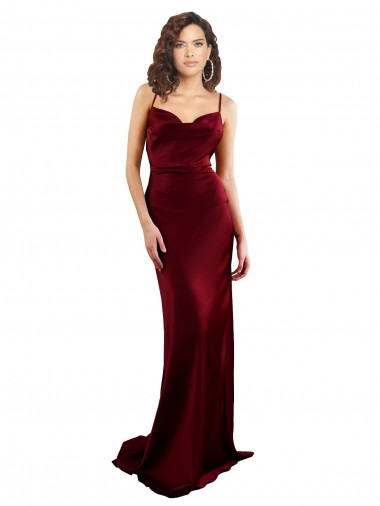 Cowl Neck Long Criss Cross Open Back Silky Satin Prom Dress Australia