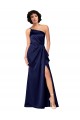 One Shoulder Silky Satin Prom Dress with Skirt Slit Australia