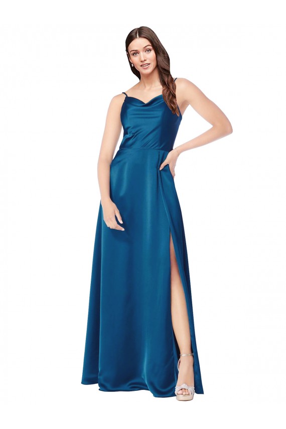 Cowl Neck Salky Satin Prom Dress Australia