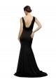 V-Neck Full Length Silky Satin Prom Dress with Soft Cowl Neck and Sweep Train Australia