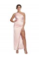 One Shoulder Full Length Long Silky Satin Prom Dress with Thigh Split Australia