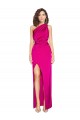 One Shoulder Long Full Length Silky Satin Prom Dress with Front Side Split Australia