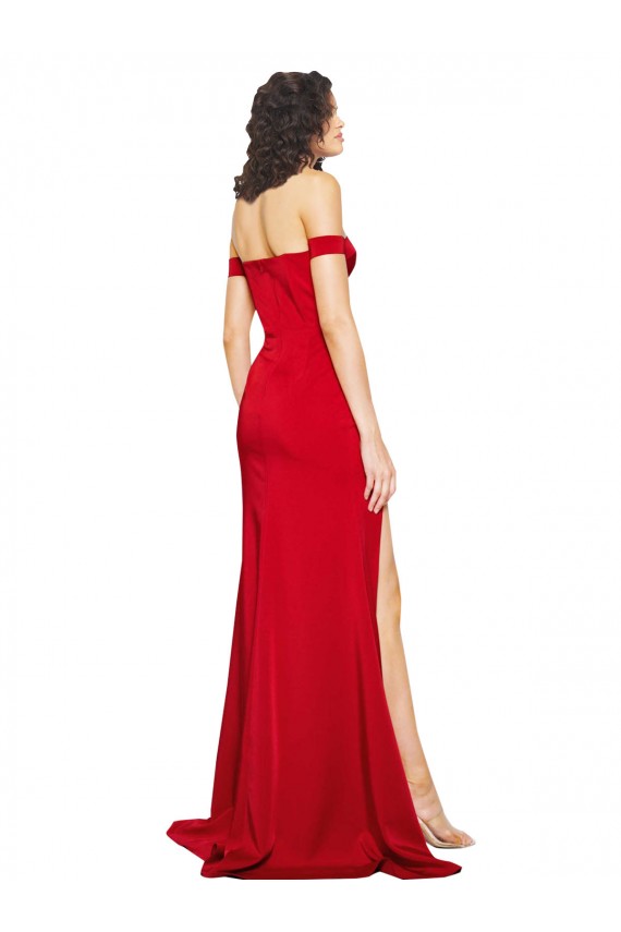 Off the Shoulder Sweetheart Bustier Style Silky Satin Prom Dress with Side Split Australia