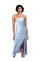 Midi Length Short Silky Satin Cocktail Prom Dress / Homecoming Dress with Asymmetric Neckline and High Side Split Australia