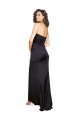 Full Length One Shoulder Ruffled Long Silky Satin Prom Dress with High Slit Australia