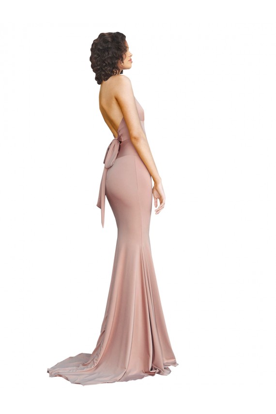 Deep V-Neck Mermaid Low Back Long Spandex Prom Dress Australia