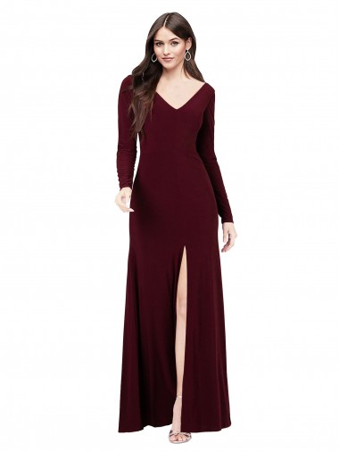Long Sleeves Spandex Prom Dress with Front Slit Australia