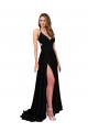 High Slit Open Back Long Spandex Prom Dress with Lined Crossover Bust Australia