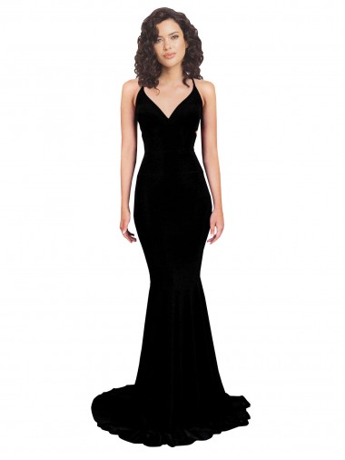 Fishtail Shaped V-Neck Open Back Spandex Prom Dress Australia