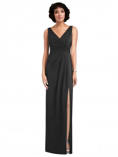 Draped Wrap Maxi Spandex Prom Dress with Front Slit Australia