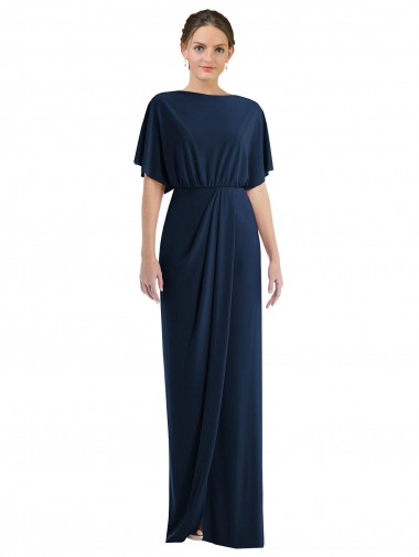 Open Back Short Sleeves Draped Tulip Skirt Maxi Spandex Prom Dress Australia