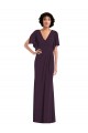 Faux Wrap Split Sleeves Maxi Spandex Prom Dress with Cascade Skirt Australia