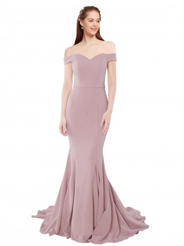 Off the Shoulder Mermaid Long Sweep Train Prom Dress Australia