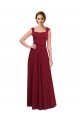 Square Neck Subtle Cap Sleeeves Crepe Prom Dress Australia