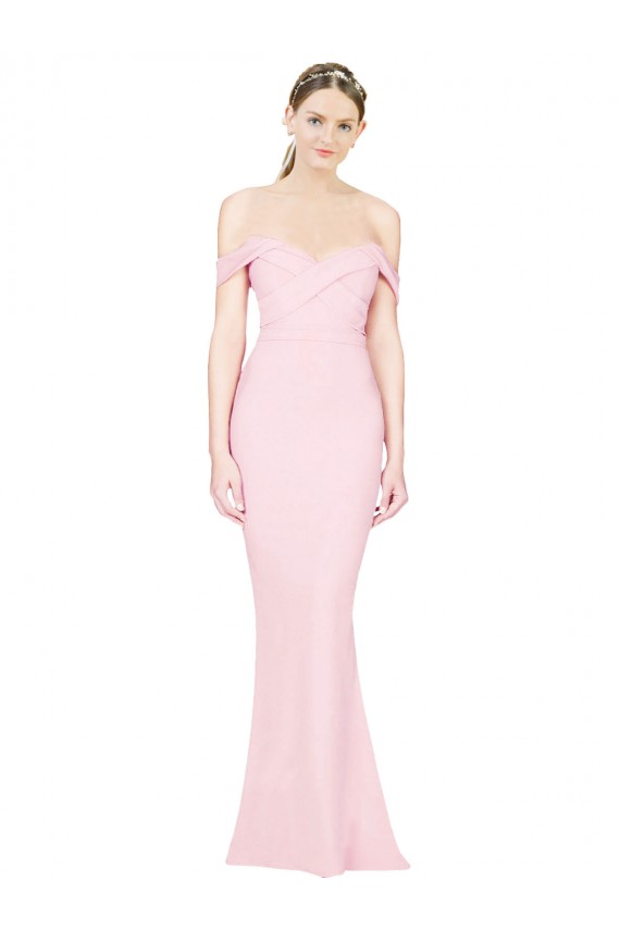 Full Length Off the Shoulder Prom Dress with Twist Front Australia
