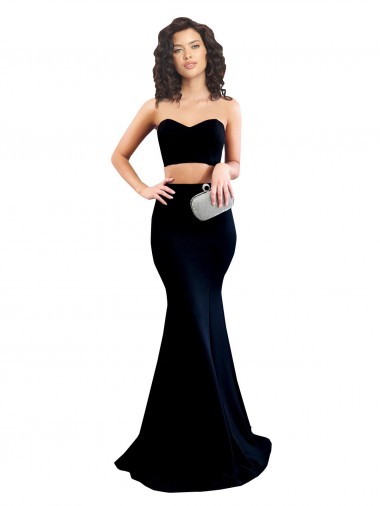 Two Piece High Neck Crepe Prom Dress Australia