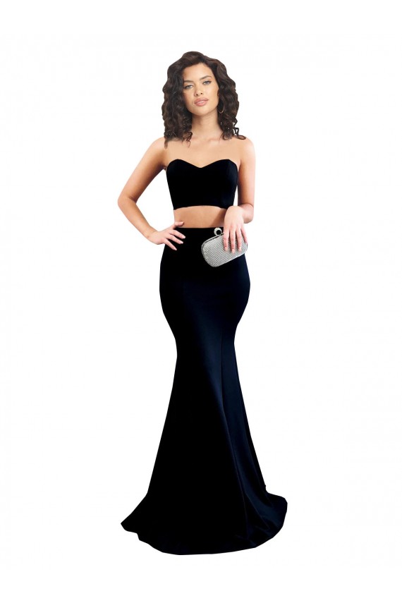 Two Piece High Neck Crepe Prom Dress Australia
