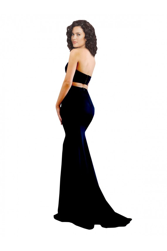 Two Piece High Neck Crepe Prom Dress Australia