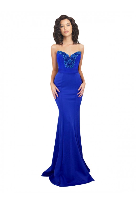 Sweetheart Flower Neckline High Neck Crepe Prom Dress Australia