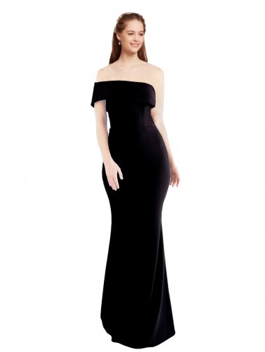 Asymmetrical Draped Off the Shoulder Banded Crepe Prom Dress Australia