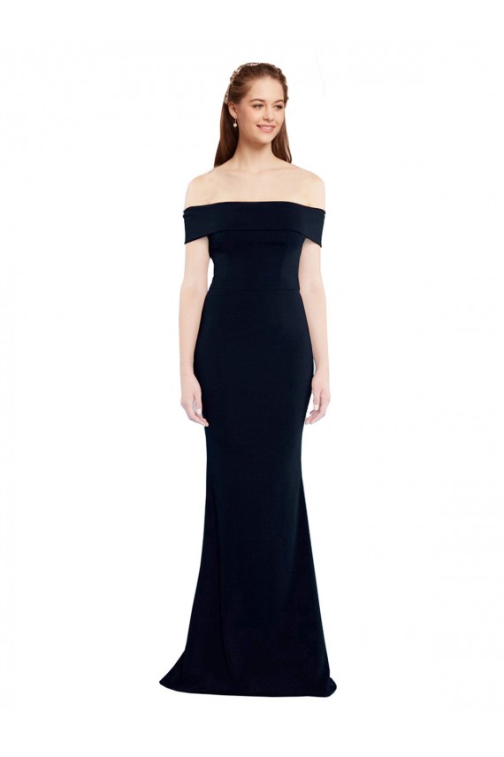 Off the Shoulder Fitted Crepe Prom Dress with Back Cut Out Australia