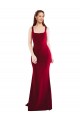 Square Neckline and Backline Fitted Crepe Prom Dress Australia