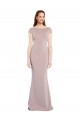 Boat Neck Cap Sleeve Crepe Prom Dress with Plunging Tie Back Australia