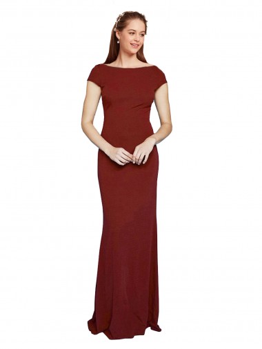 Cap Sleelves Mermaid Crepe Prom Dress Keyhole Back Australia
