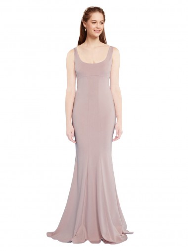 Sleeveless Scoop Neck Fully Lined Crepe Prom Dress Australia