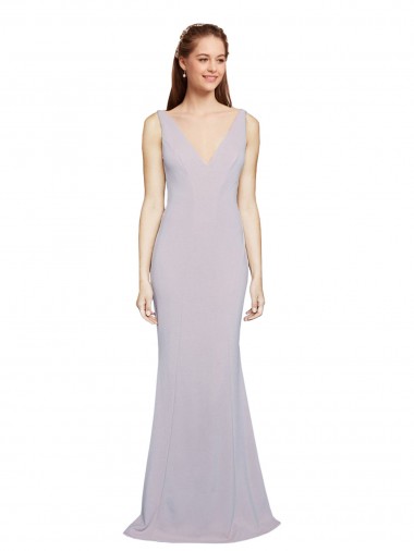 Cut-Out Back V-Neckline Mermaid Crepe Prom Dress Keyhole Back Australia