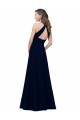 High Neck Crepe Prom Dress with Pleats and Keyhole Back Australia