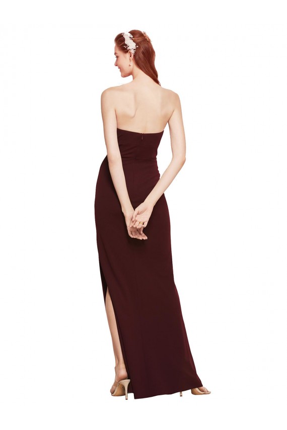 Twisted Strapless Keyhole Long Crepe Prom Dress with Slit Australia