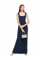 Scoop Neck with Ruffles Long Crepe Prom Dress with Back Slit Australia