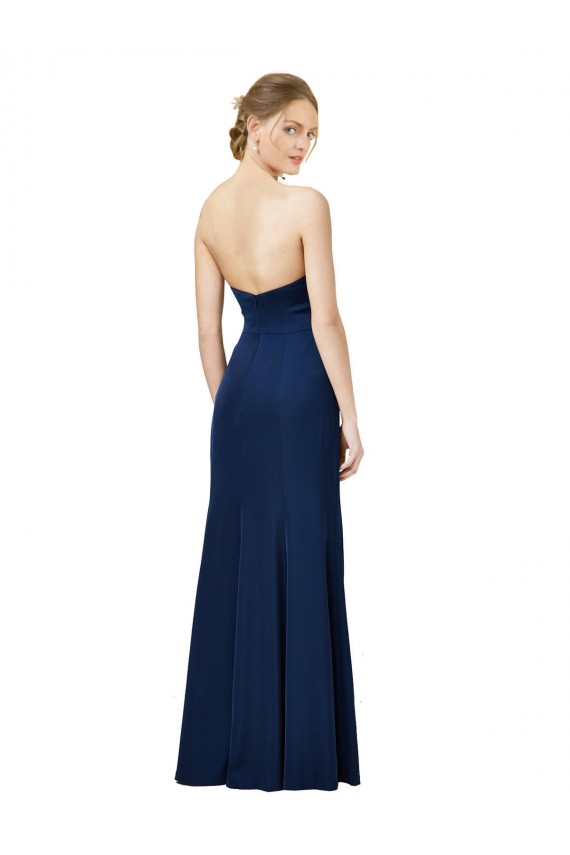 Strapless Fit and Flare Long Crepe Prom Dress with Knot and Slit Australia
