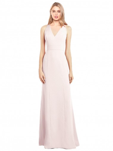 V-Neck Keyhole Back Crepe Trumpet Prom Dress Australia
