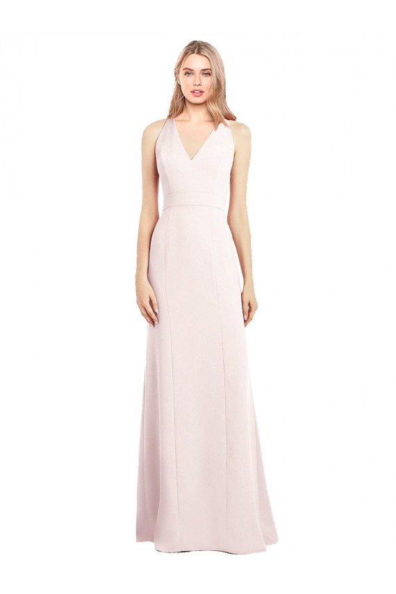 V-Neck Keyhole Back Crepe Trumpet Prom Dress Australia