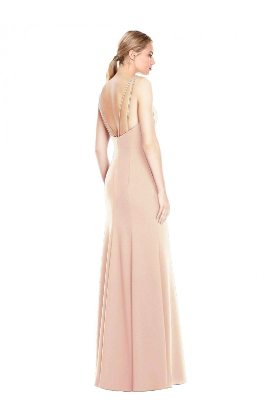 V-Spaghetti Strap Open Back Bateau Neck Trumpet Prom Dress Australia