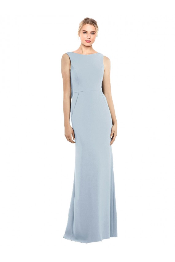 Draped Backless Crepe Prom Dress with Pockets Australia