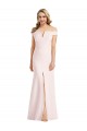 Off the Shoulder Notch Trumpet Crepe Prom Dress with Front Slit Australia