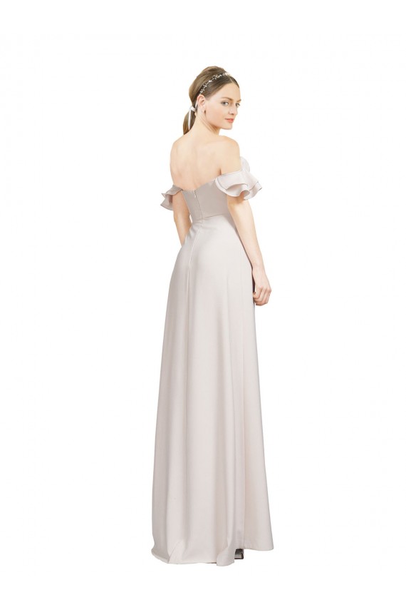 Double Ruffle Flounce Sleeves Crepe Prom Dress with Slit Australia
