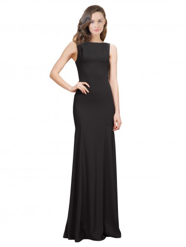 Sleeveless Bateau Neckline Crepe Prom Dress with Twist Back Australia