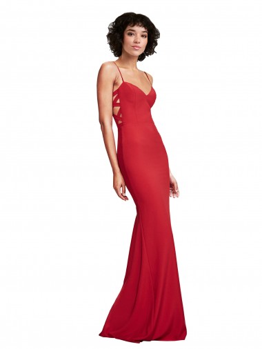 Spaghetti Strap Slip Neckline Crepe Prom Dress Australia