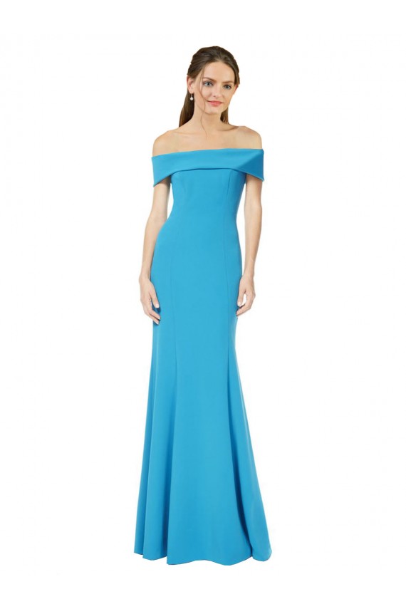 Off the Shoulder Crepe Prom Dress with Fitted Silhouette Australia